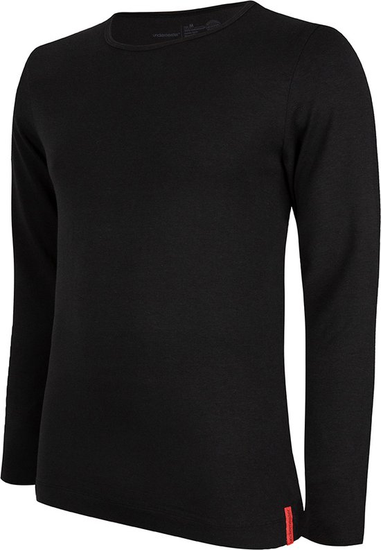 Undiemeister - T-shirt - T-Shirt heren - Slim fit - Longsleeve - Gemaakt van Mellowood - Ronde hals - Volcano Ash (zwart) - Anti-transpirant - XL