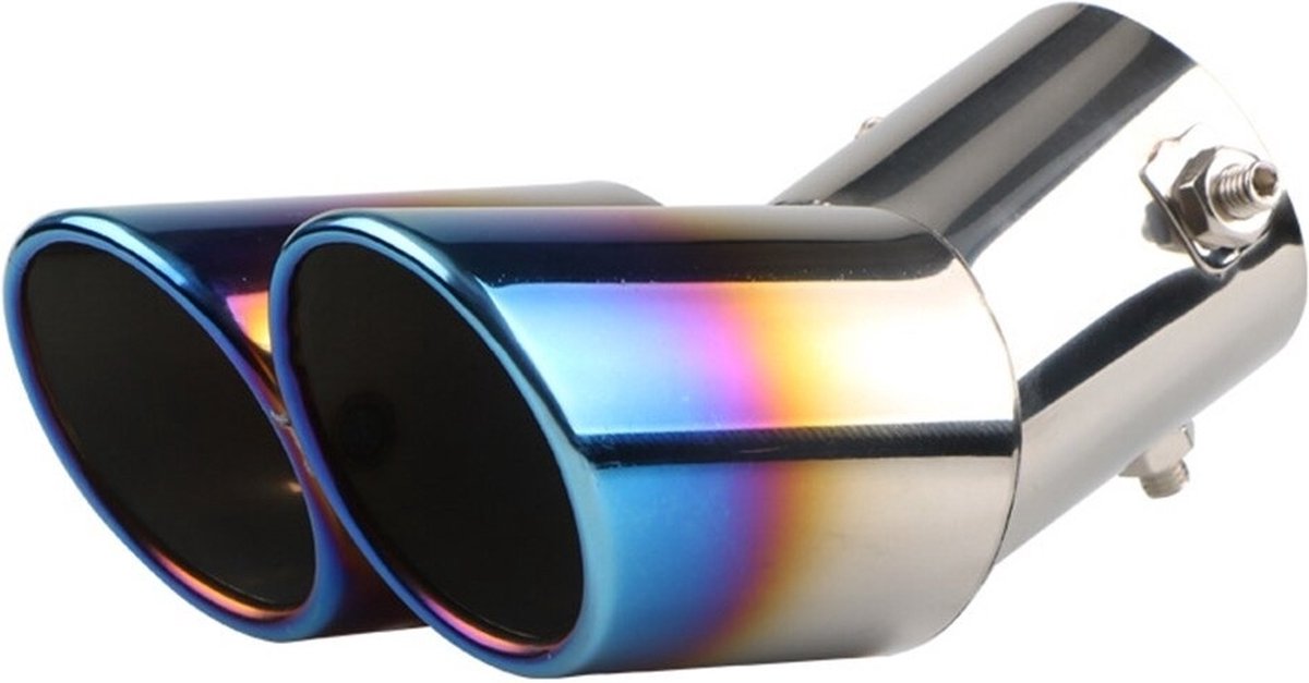 VCTparts Dubbele Uitlaat Rainbow Spectra Aflopend 60mm Kopstuk / Eindstuk RVS [Uitlaat Sierstuk - Uitlaat Tuning - Uitlaat Koppelstuk]