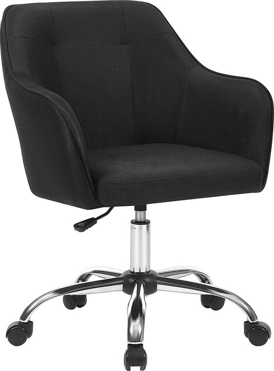 Homeoffice stoel, draaistoel, bureaustoel, in hoogte verstelbaar, tot 110 kg belastbaar, ademende stof, voor werkkamer, slaapkamer, zwart