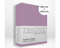 Ten Cate Hoeslaken - Hoeslaken 180 x 200 - Katoensatijn - Hoeslakens - Geschikt voor boxspring en matras - Hoekhoogte 35cm - Elastiek Rondom - Strijkvrij - Paars