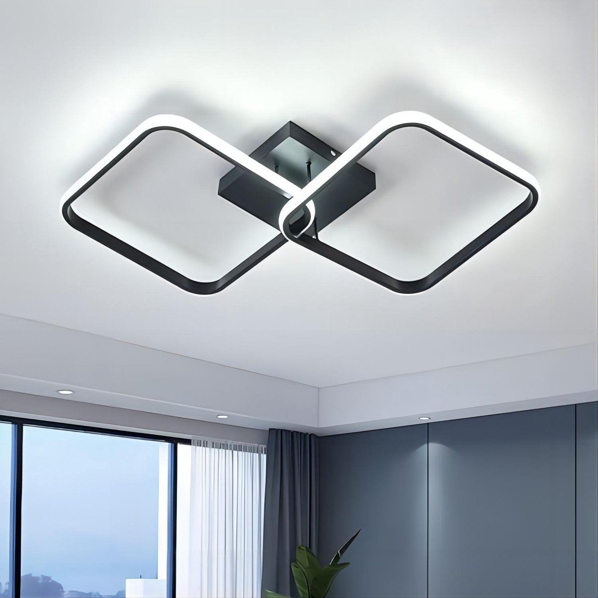 Goeco Plafondlamp - 59cm - Groot - LED - Dubbele Rechthoek Acryl Plafondlamp - 42W - 6500K -Wit