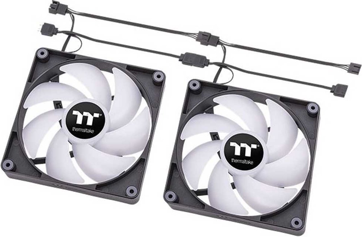 Thermaltake CT140 ARGB Sync PC Cooling Fan - Ventilatorhuis - 2-pack - 140 mm - 77.37 CFM - 500 - 1500 omw/min. - 30.5 dBA - HDB - 4-pin PMW - 3-pin ARGB - zwart