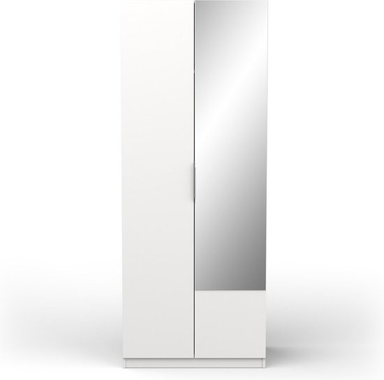Garderobekast Spectre 80cm met spiegel - mat wit