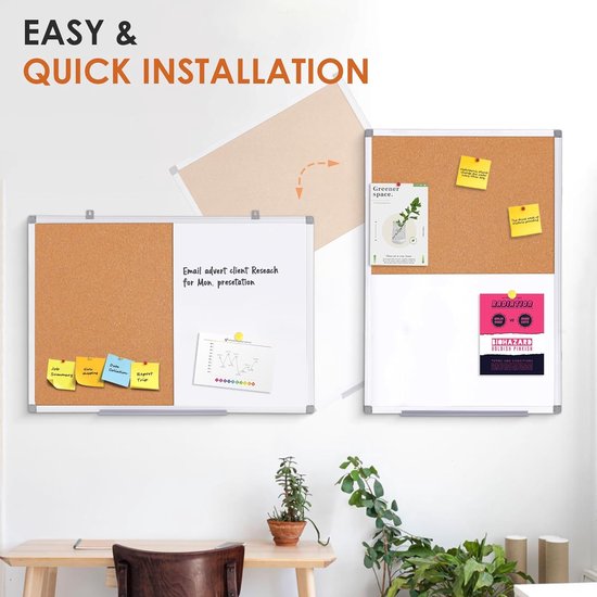 VIZ-PRO Cork Notice Board, 90x60cm, Silver Aluminium Frame