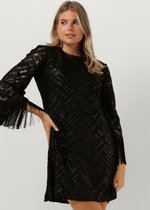 Ana Alcazar 60s Dress Fringes Jurken Dames - Kleedje - Rok - Jurk - Zwart - Maat 40