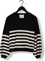 Minus Perla Striped Knit Pullover Truien & vesten Dames - Sweater - Hoodie - Vest- Zwart - Maat XS