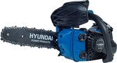 Tronçonneuse Hyundai 25cc - Moteur essence 2 temps à démarrage facile - Longueur d'épée 25 cm - avec chaîne supplémentaire et sac de rangement
