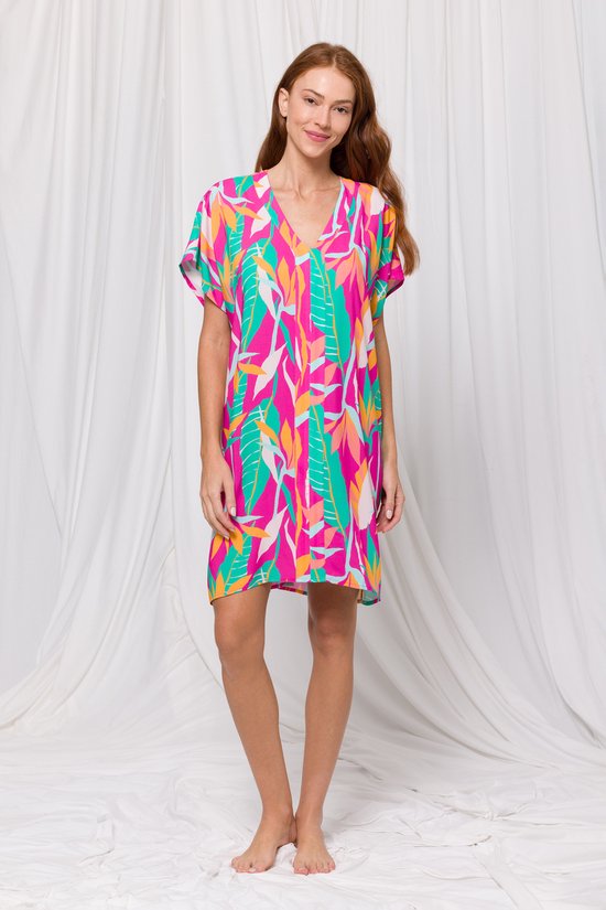 Lords & Lilies jurk dames - multicolor met bloemenprint - 241-52-XDR-W/984 - maat XL