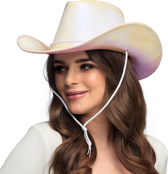 Boland - Hoed cowboy Pearl wit Wit - 59 - Volwassenen - Unisex - Cowgirl - Vrijgezellenfeest - Festival
