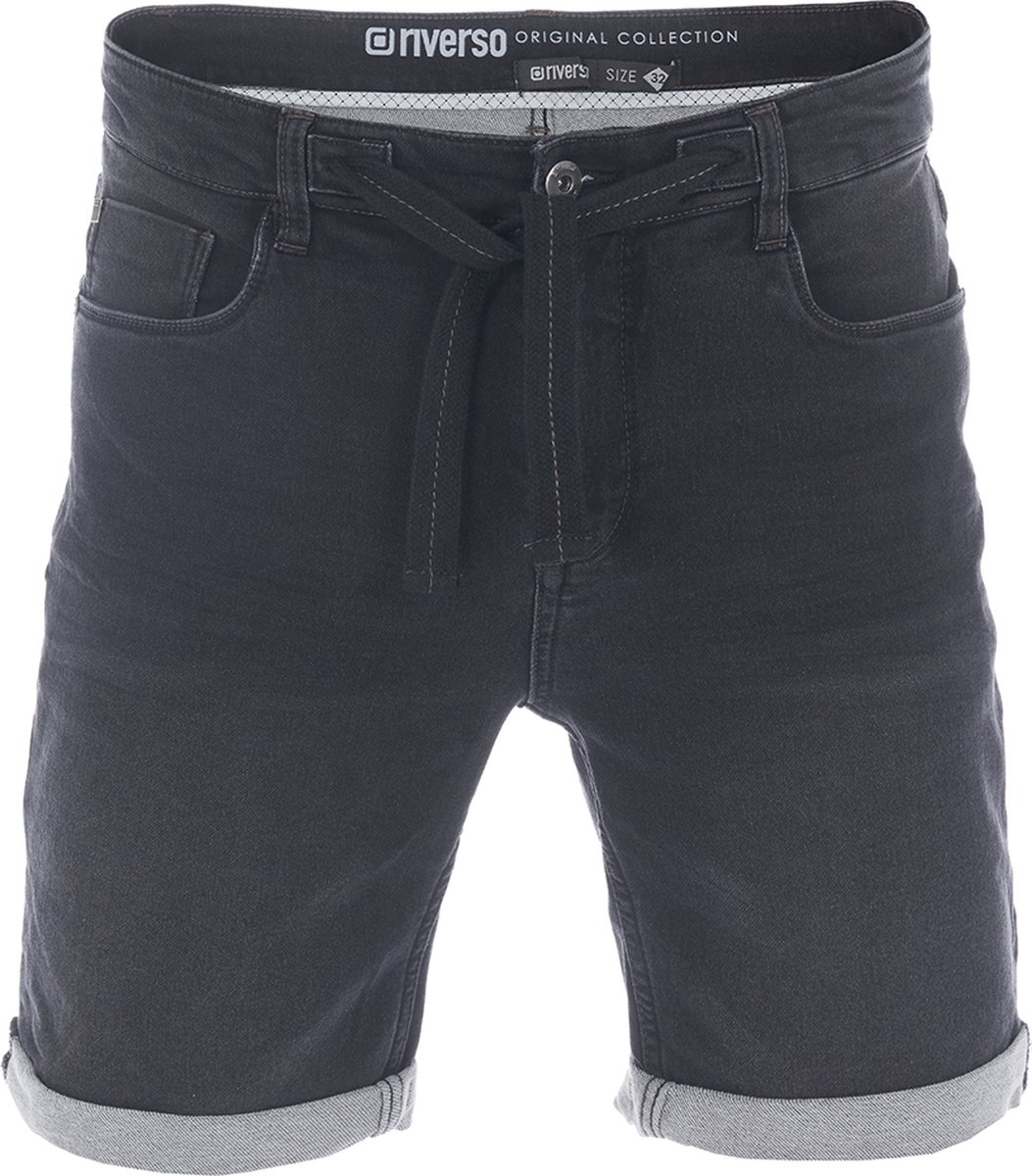 riverso Heren Short Broeken RIVPaul regular/straight Fit Zwart W 42 Volwassenen Stretch Jeans Korte Broek