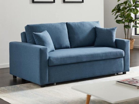 Canapé-lit 3 places en tissu INIZOR - Turquoise L 169 cm x H 85 cm x P 66 cm