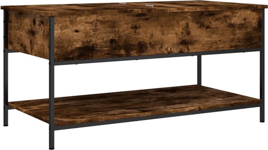 vidaXL - Salontafel - 100x50x50 - cm - bewerkt - hout - en - metaal - gerookt - eiken