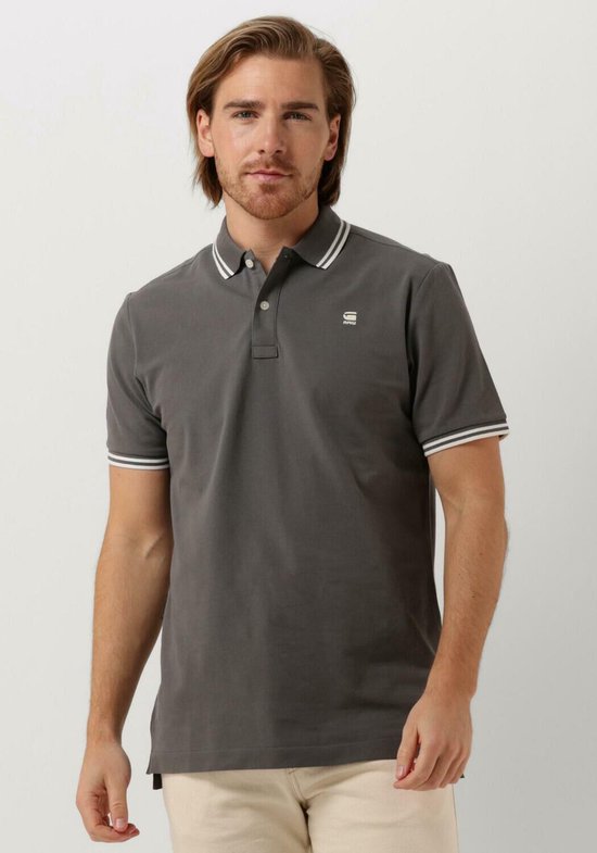 G-Star Raw Dunda Slim Stripe Polo S/s Polo's & T-shirts Heren - Polo shirt - Grijs - Maat M