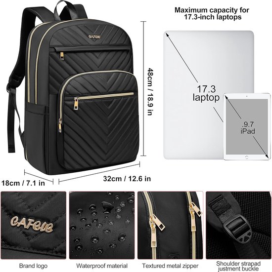 17.3 Inch Laptop Rugzak met USB-poort - Rugtas Dames - School, Zakelijk ...