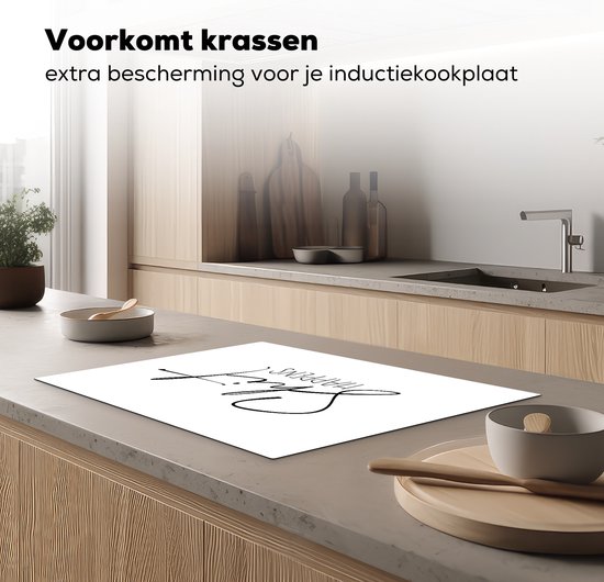 KitchenYeah® Inductie beschermer 75x52 cm - Spreuken - Quotes - Shit happens - Wit - Shit - Kookplaataccessoires - Afdekplaat voor kookplaat - Inductiebeschermer - Inductiemat - Inductieplaat mat