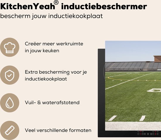KitchenYeah® Inductie beschermer 80.2x52.2 cm - American Football veld en stadion - Kookplaataccessoires - Afdekplaat voor kookplaat - Inductiebeschermer - Inductiemat - Inductieplaat mat