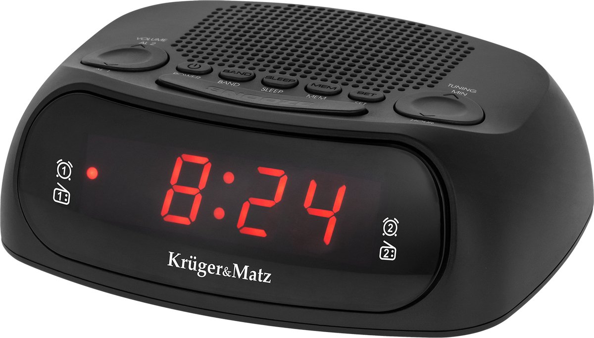 Krüger&Matz Wekkerradio - FM/AM - Snooze Functie - KM0824 - Zwart