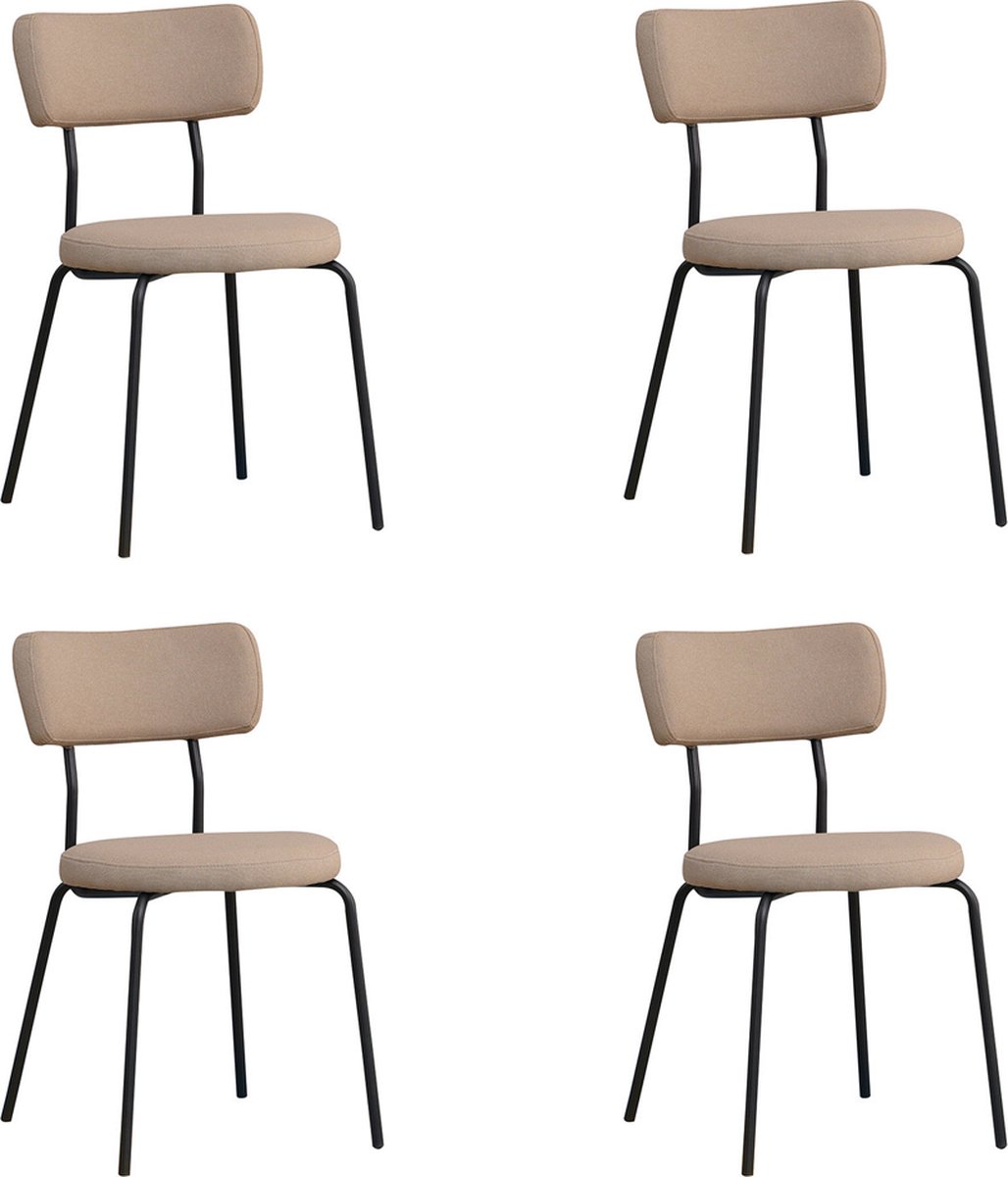 Bronx71 Scandinavische eetkamerstoel Lyon taupe gerecyclede stof - Eetkamerstoelen set van 4 - stoel