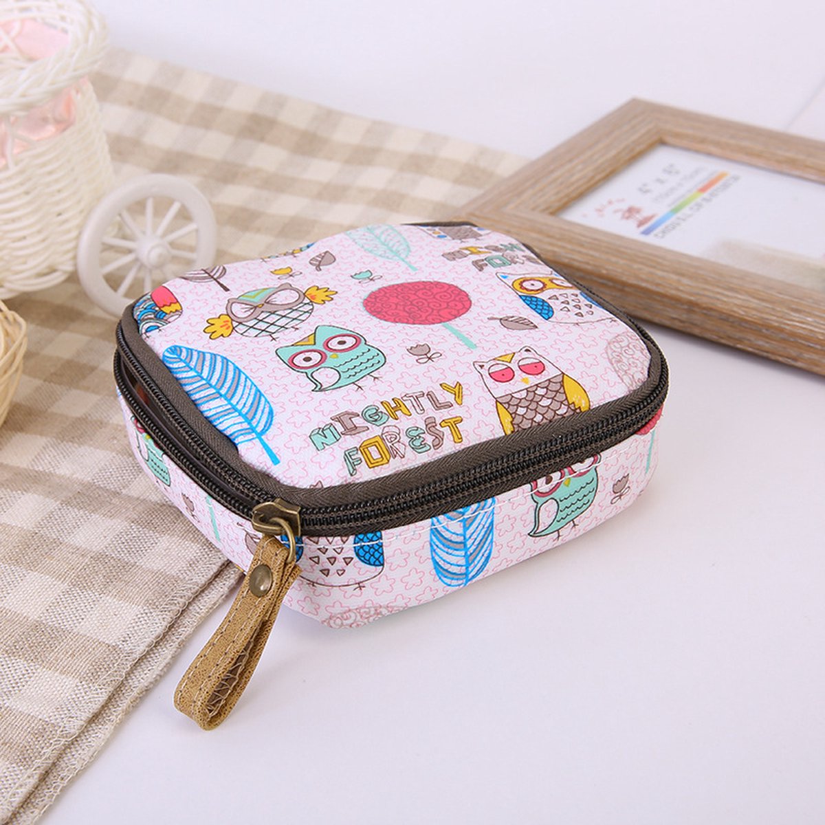Maandverband Etui Tasje - Opbergtas - Doosje - Tampon - Luier - Luiertas - Maandverbandtasje - Toilettas 2 stuks menstruatiezakken schattig maandverband – foto 5