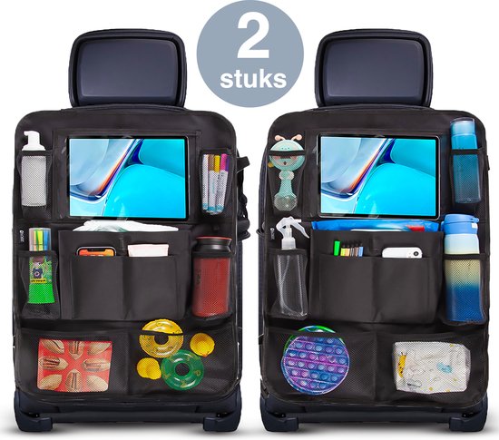 ForDig Auto Organizer 2 stuks - Tablet Houder Auto - Autostoel Organizer voor Kinderen - Universeel - Zwart - ForDig