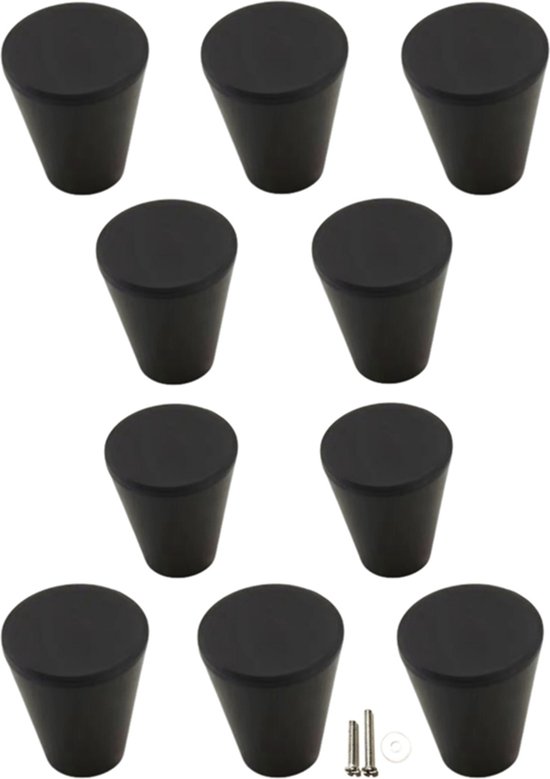 Kastknop zwart - Kastknoppen zwart - 10 stuks - Deurknopjes zwart voor kast - Deurknop zwart - Deurknopjes zwart - Handgreep zwart - Meubelknop zwart - Meubelknoppen zwart - Deurknopjes zwart - Deurknoppen zwart - Ladeknoppen voor deurtjes