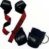 Liftin - Ankle Strap - Lifting straps - Straps - Bundel - Zwart Rood