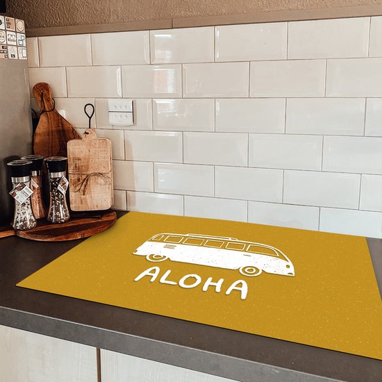 KitchenYeah® Inductie beschermer 80x52 cm - Zomer - Bus - Quotes - Kookplaataccessoires - Afdekplaat voor kookplaat - Inductiebeschermer - Inductiemat - Inductieplaat mat