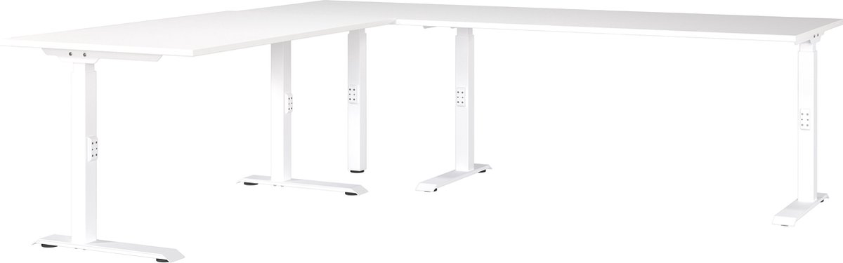 Hoekbureau Galileo Wit - 260x200cm - Hoekbureau - Hoogte 91 cm - In hoogte verstelbaar