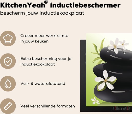 KitchenYeah® Inductie beschermer 78x52 cm - Opgestapelde zen stenen - Kookplaataccessoires - Afdekplaat voor kookplaat - Inductiebeschermer - Inductiemat - Inductieplaat mat