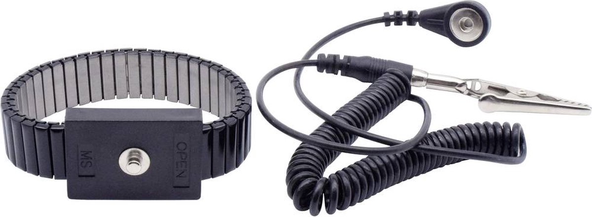 Quadrios ESD-armband Zwart Drukknop 4 mm