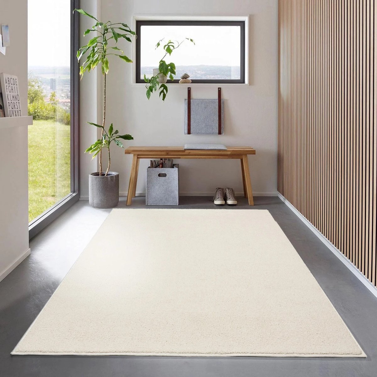 Flycarpets Ravenna Effen Vloerkleed Creme - Tapijt voor Woonkamer - Laagpolig - 200x290 cm