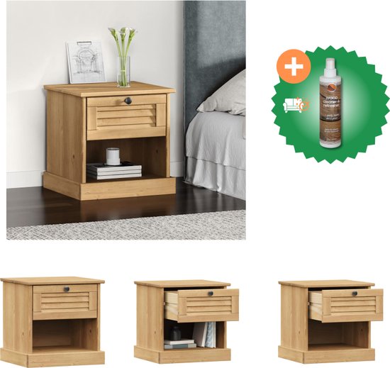 vidaXL Dressoir met lades VIGO 113x40x75 cm massief grenenhout grijs, opbergkast, dressoir kast, dressoir hout, wandkast, tv dressoir