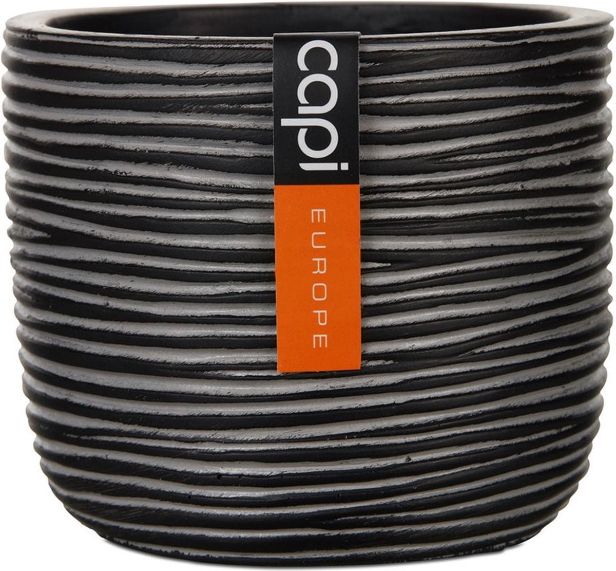 Capi Europe - Bloempot bol Rib Anthracite & Ivory - 9x8 - Antraciet - Opening Ø7 - Bloempot voor binnen - 5 jaar garantie - BOFZ139