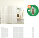 vidaXL Kamerscherm inklapbaar 4 panelen Japanse stijl 160x170 cm wit - Kamerscherm - Inclusief Houtreiniger en verfrisser