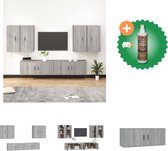 vidaXL 6-delige Tv-meubelset bewerkt hout grijs sonoma eikenkleurig - Kast - Inclusief Houtreiniger en verfrisser