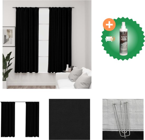 VidaXL Verduisterend Gordijn Met Haken 290x245 Cm Zwart - Volledige Lichtblokkering