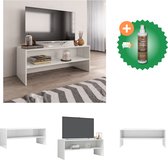 vidaXL Tv-meubel 100x40x40 cm bewerkt hout hoogglans wit - Kast - Inclusief Houtreiniger en verfrisser
