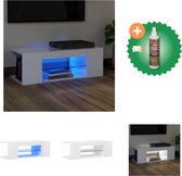 vidaXL Tv-meubel met LED-verlichting 90x39x30 cm hoogglans wit - Kast - Inclusief Houtreiniger en verfrisser