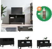 vidaXL Tv-meubel 80x36x50 cm bewerkt hout zwart - Kast - Inclusief Houtreiniger en verfrisser