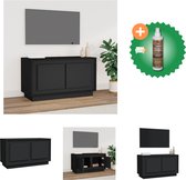 vidaXL Tv-meubel 80x35x45 cm bewerkt hout zwart - Kast - Inclusief Houtreiniger en verfrisser