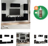 vidaXL 7-delige Tv-meubelset bewerkt hout zwart - Kast - Inclusief Houtreiniger en verfrisser