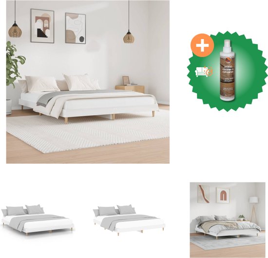 vidaXL Bedframe bewerkt hout hoogglans wit 120x200 cm - Bed - Inclusief Houtreiniger en verfrisser