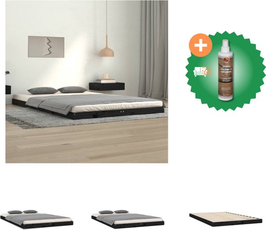 vidaXL Bedframe massief grenenhout zwart 120x200 cm - Bed - Inclusief Houtreiniger en verfrisser