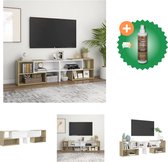 vidaXL Tv-meubel 149x30x52 cm spaanplaat wit en sonoma eikenkleurig - Kast - Inclusief Houtreiniger en verfrisser