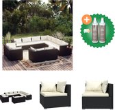 vidaXL 11 delige Loungeset met kussens poly rattan zwart Tuinset Inclusief Onderhoudsset