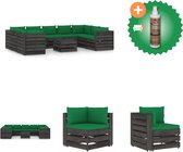 vidaXL 10 delige Loungeset met kussens grijs geïmpregneerd hout Tuinset Inclusief Houtreiniger en verfrisser