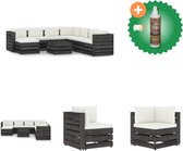 vidaXL 9 delige Loungeset met kussens grijs geïmpregneerd hout Tuinset Inclusief Houtreiniger en verfrisser