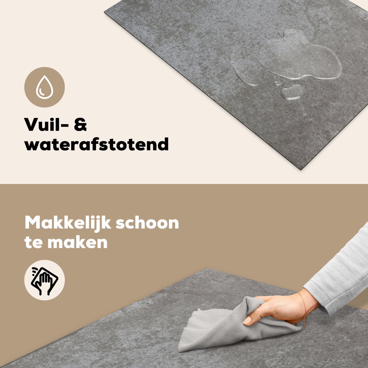 KitchenYeah® Inductie beschermer 80x52 cm - Beton print - Stippen - Zijde - Kookplaataccessoires - Afdekplaat voor kookplaat - Inductiebeschermer - Inductiemat - Inductieplaat mat