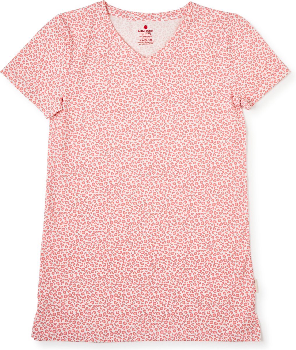 Little Label zomer nachthemd - roze luipaard - bio katoen - 16Y/170-176 roze, off white