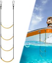 GLODI GOODS® Zwemtrap boot geel 4-staps – 111x32cm – opvouwbare stap touwladder sloep – boottrap accessoires varen – trap zwemladder